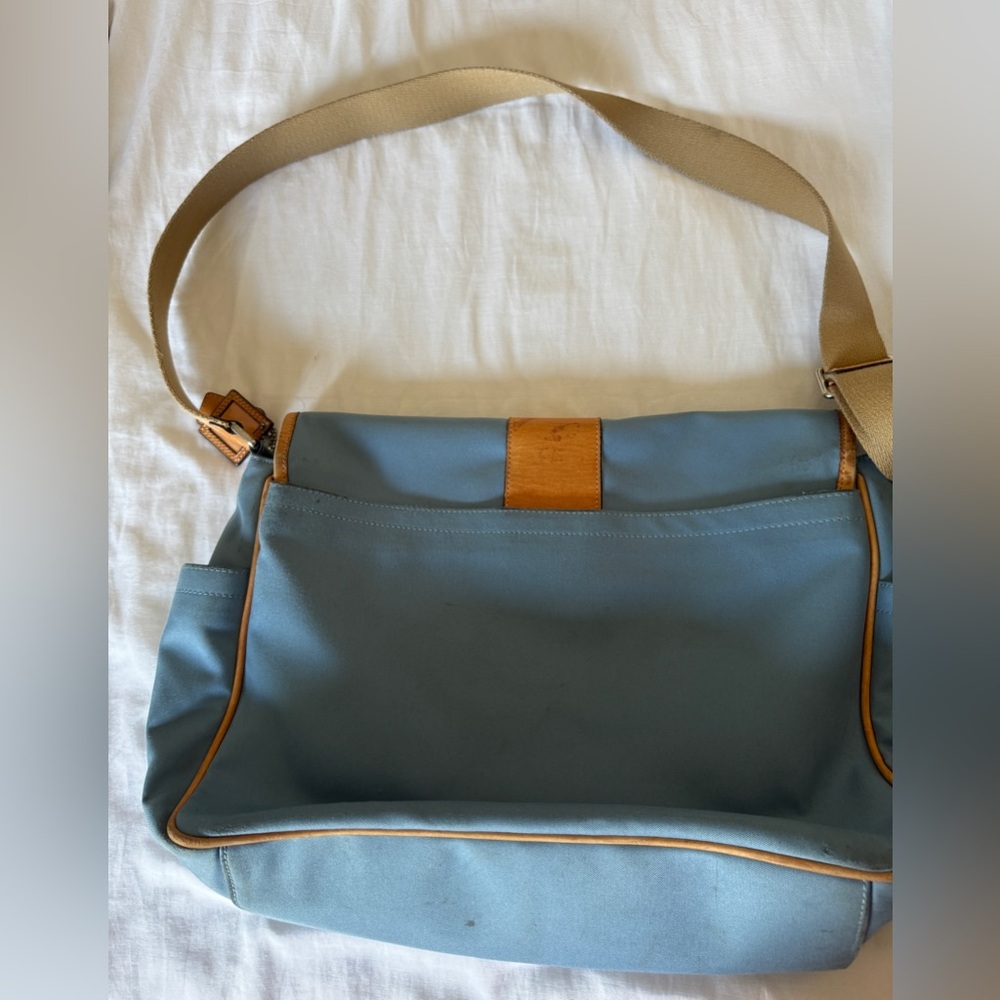 Vintage Coach Transatlantic Messenger Bag Blue with Tan Leather - Picture 4 of 12